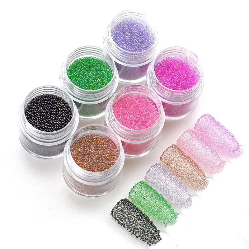 WAKEFULNESS 10g/jar Nail Caviar Beads 0.6-0.8mm Colorful Mini Glass Beads for Nail Charms Manicure 3D Nail Art Decorations