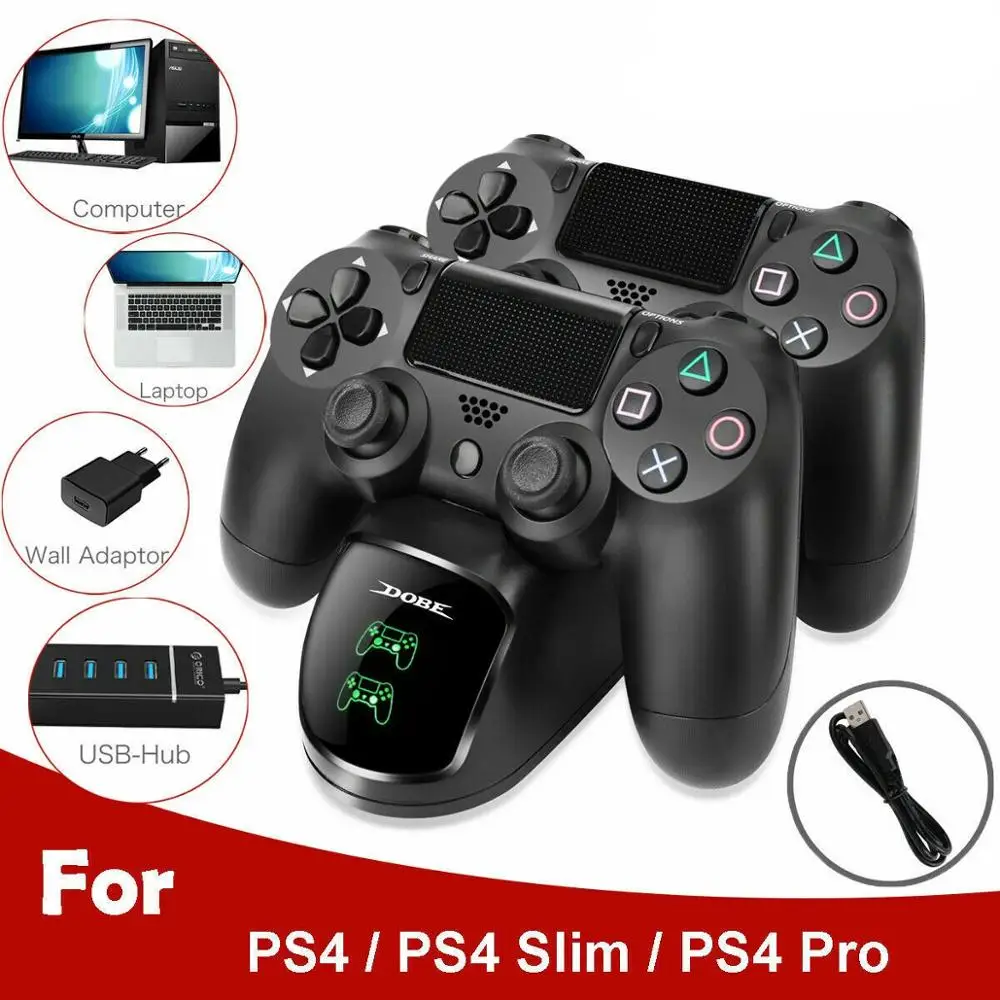 Ps4 duplo controlador estação doca carregador rápido led proteção chip suporte de carregamento para ps4/ps4 magro/ps4 pro controlador joystick