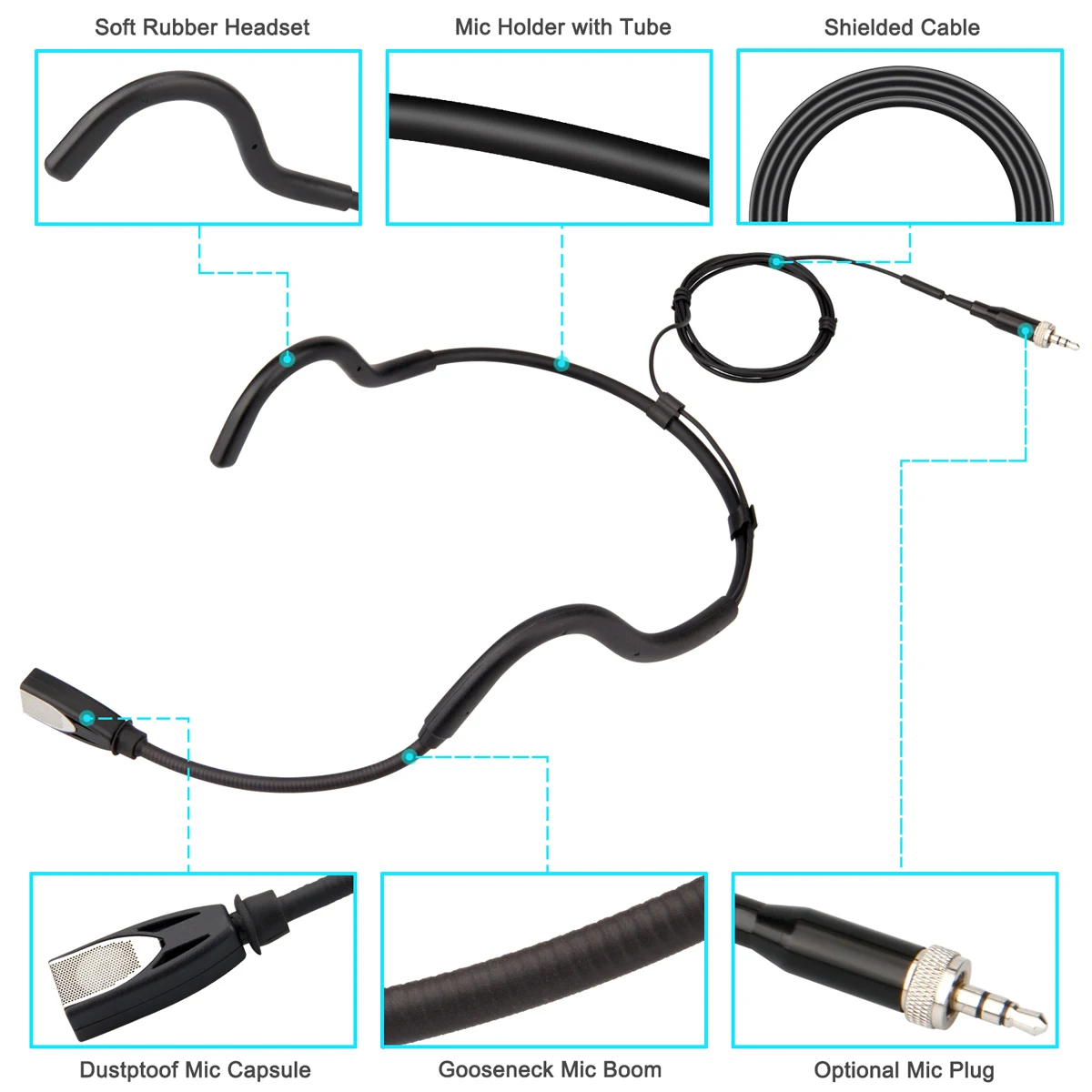 KIMAFUN 마이크 헤드셋 유선 마이크 휴대용 헤드마운트 스피커 소음 차단 마이크, 편안한 착용감