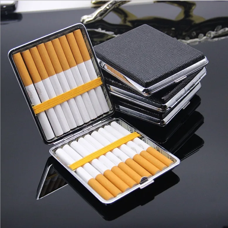 Business Style Cigarette Boxes Ultra-thin Square Cigarette Box Automatic Flip Metal Box Cigarette Tool Accessories E0957