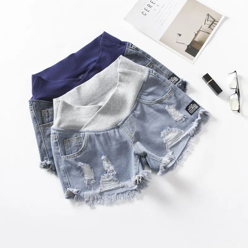 Maternity Clothes for Pregnant jeans Women Denim Shorts Pregnancy Jeans Low-Waisted Plus Size Loose Pants Wear outdoors