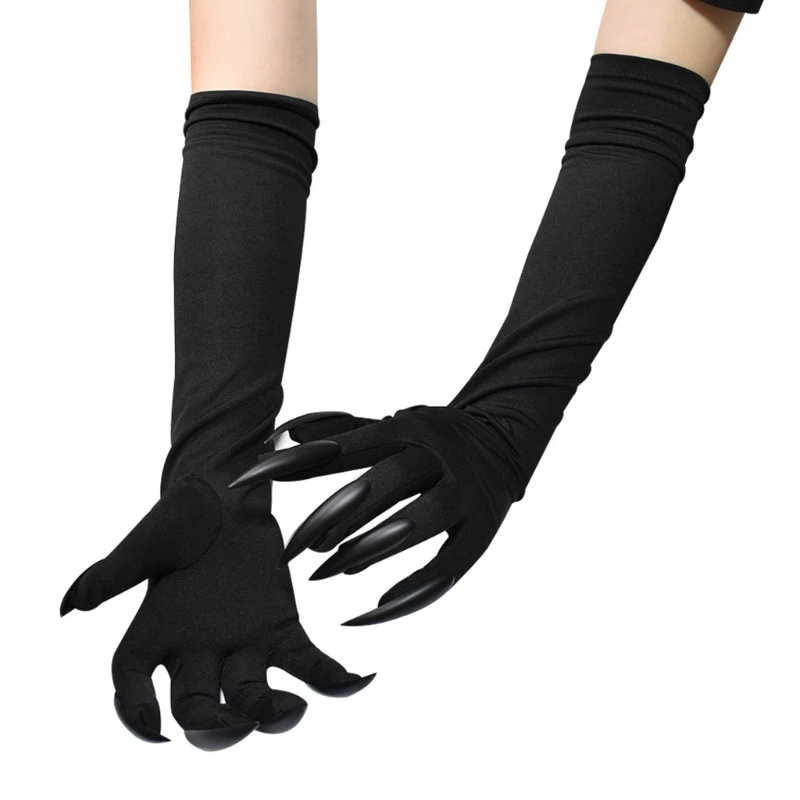 

Cosplay Gloves Long Fingernail Sleeves Stretchy Claw Sleeves Halloween Mittens Elbow Length Arm Covers Ghost Gloves F3MD