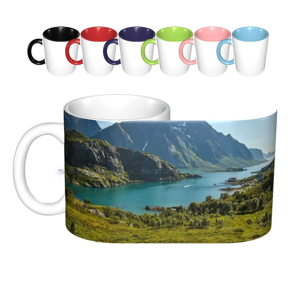 Maervoll Village , Lofoten Islands , Norway Ceramic Mugs Coffee Cups Milk Tea Mug Maervoll Lofoten Islands Norway Village