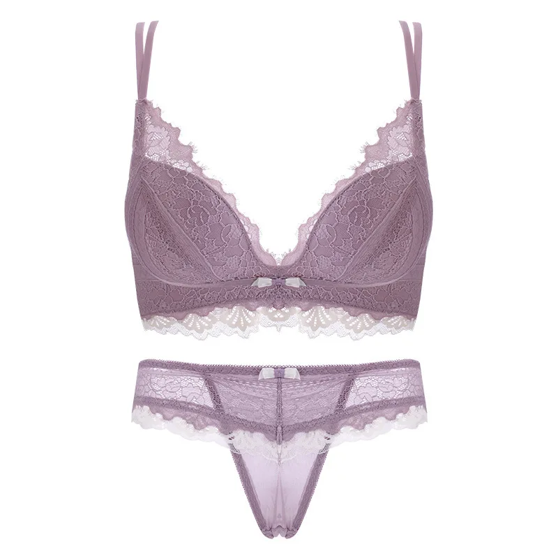 Sexy Elegant French Lace Triangle Bras Women Comfy Breathable Underwear Heighten Side Seamless Wire Free Small Chest Brassiere
