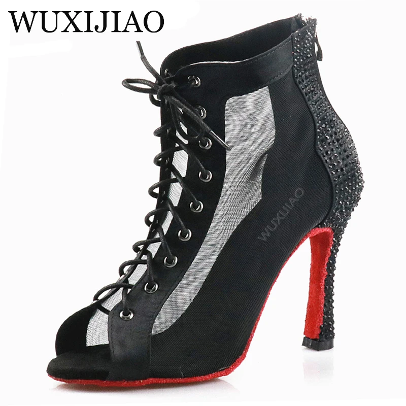 WUXIJIAO New Latin Dance Boots Ladies Girls Salsa Tango Dance Shoes Indoor Sports Dance Shoes Professional Ballroom Dance Shoes