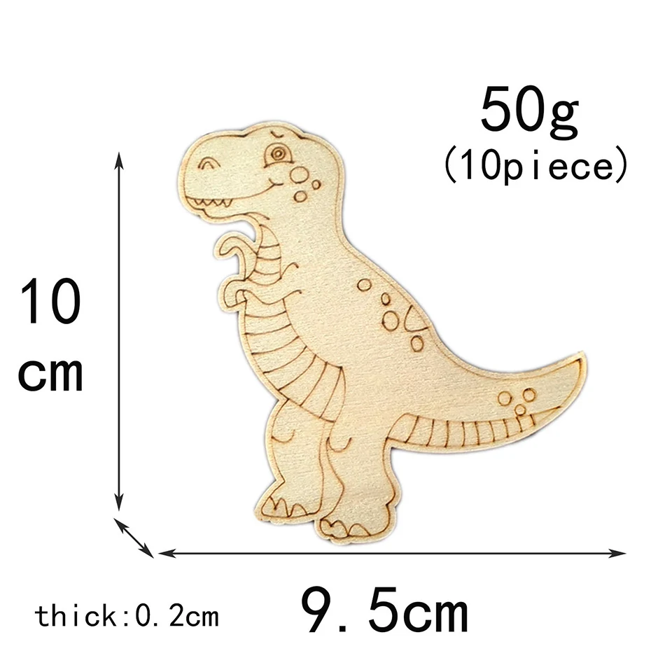 10pcs Wooden Dinosaur Crafts DIY Painting Wooden Ornaments For Kids Dinosaur Birthday Party Decorations Children\'s Day Gift