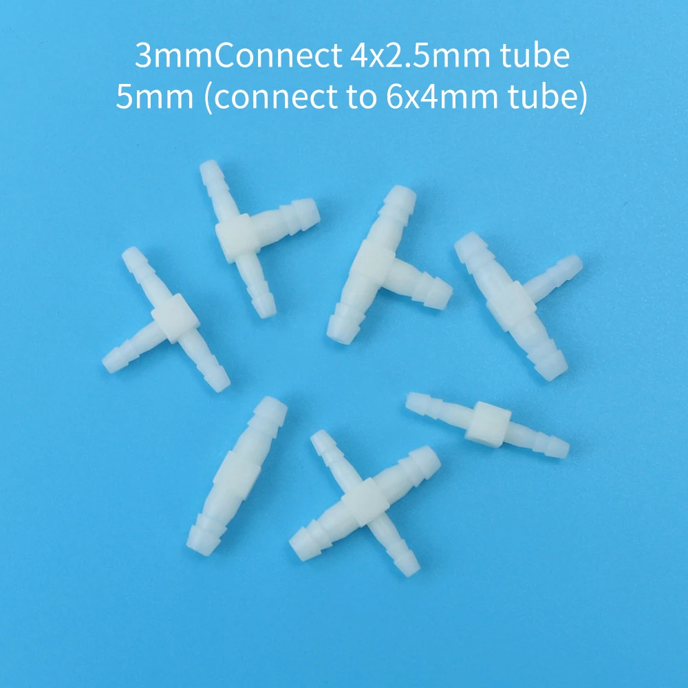 10pcs 3-5mm PE Plastic Tee Joint Hose Connectors Aquarium Accessories Water Tank Air Pump Tube Garden Water Connector Dental Lab