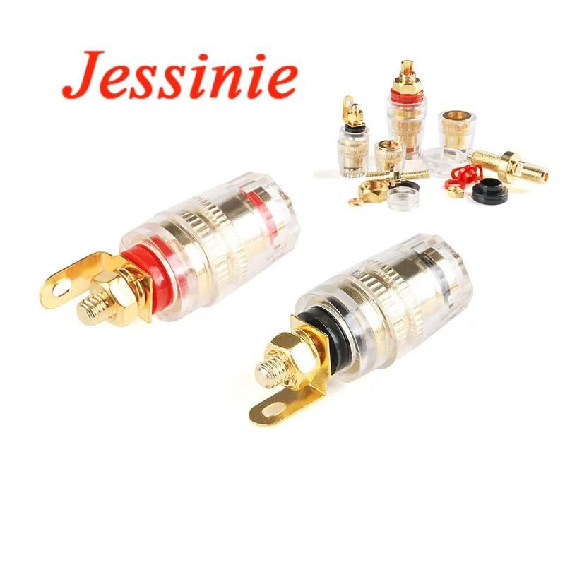 1pair/2pcs Banana Connector 4mm Thread Medium Amplifier Speaker Spade Terminal Binding Post Banana Plug Socket Connector 33MM