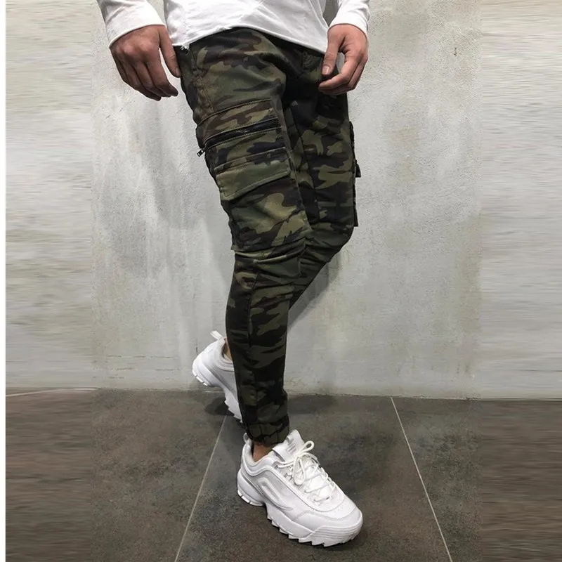 Autumn Camouflage Style Men\'s Jeans Joggers Sweatpants Cargo Trendy Hip Hop Solid-Colored Pencil Pants Men Fitness Trousers