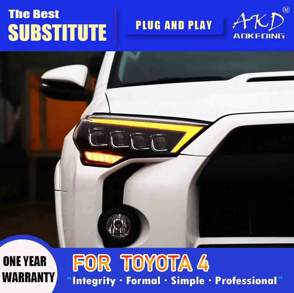 

AKD Head Lamp for Toyota 4 Runner LED Headlight 2014-2021 Headlights Runne DRL Turn Signal High Beam Angel Eye Projector Lens