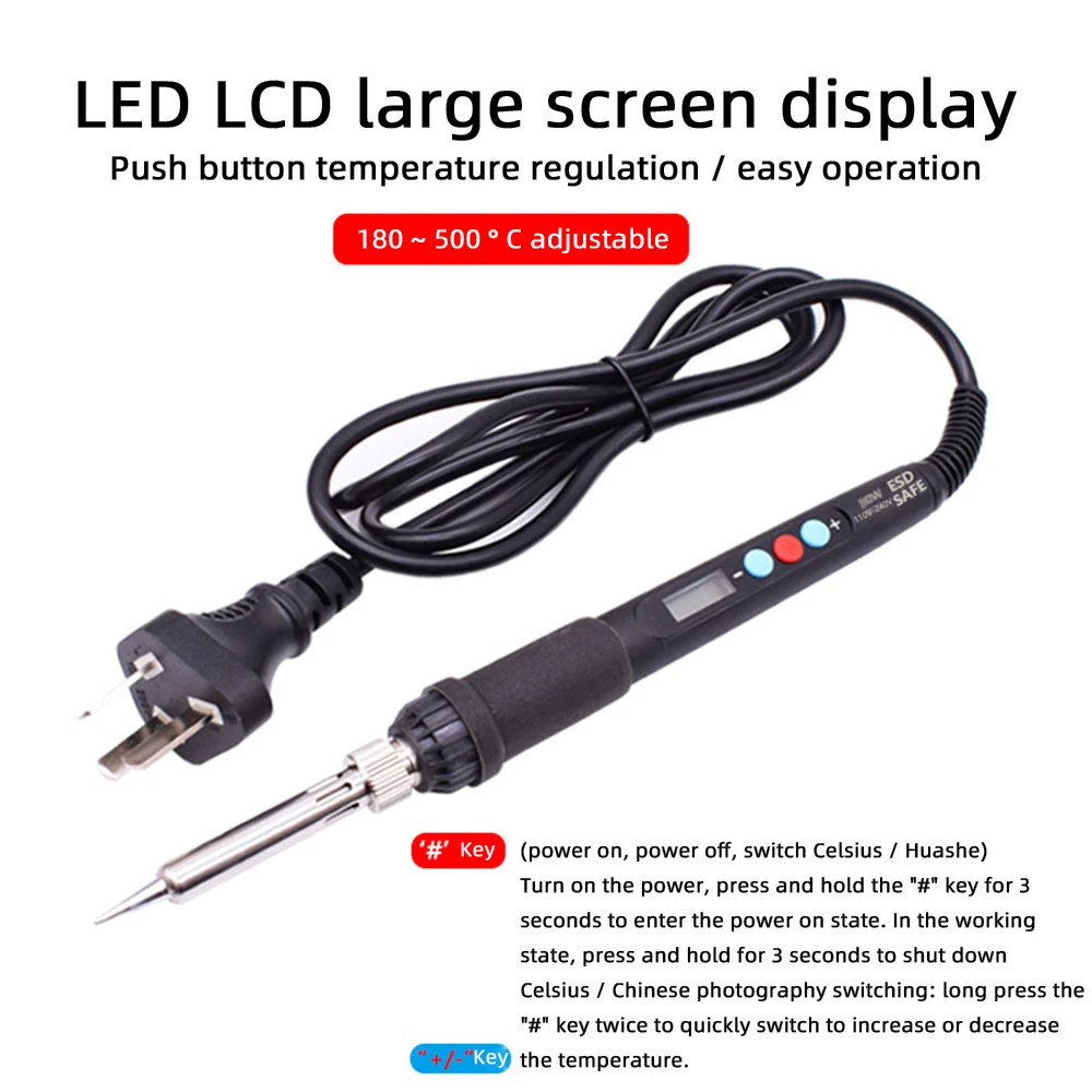 60W Constant Temperature Electric Soldering Iron 180~500 Temperature Adjustable Electric Iron LCD Digital Display Electric Iron