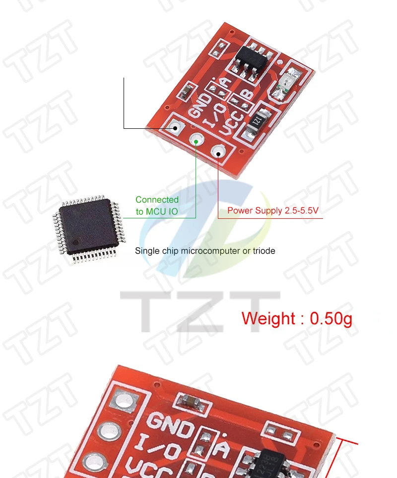 TTP223 12V 1-Kanal-Touch-Relais-Modul Kapazitiver Touch-Tastenschalter-Sensor Selbstverriegelnd/Ohne Verriegelung HTTM Touch-Taste für Arduino – Detail 2