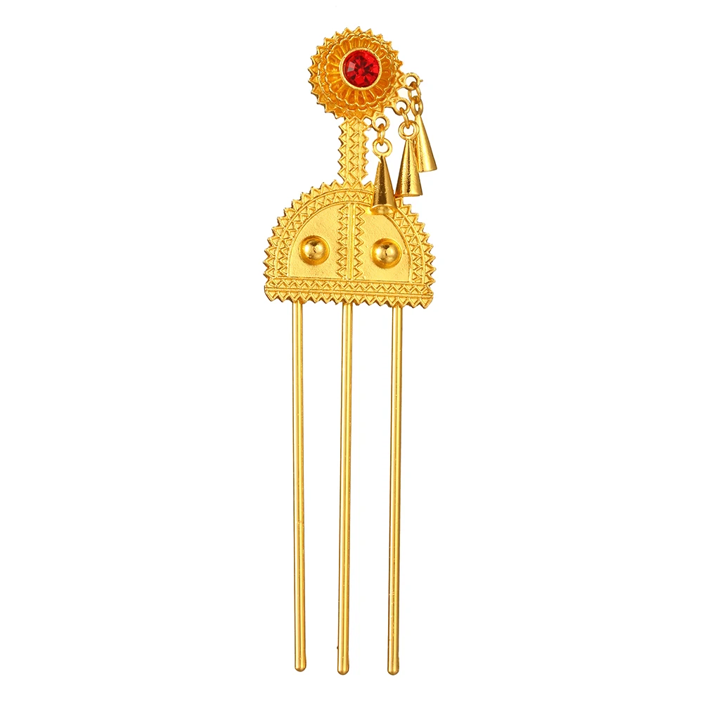 Vintage Ethiopian  Hair Sticks Gold Color African Bridal Wedding  Hairpins Hair Clip Traditional Jewelry African Female P220