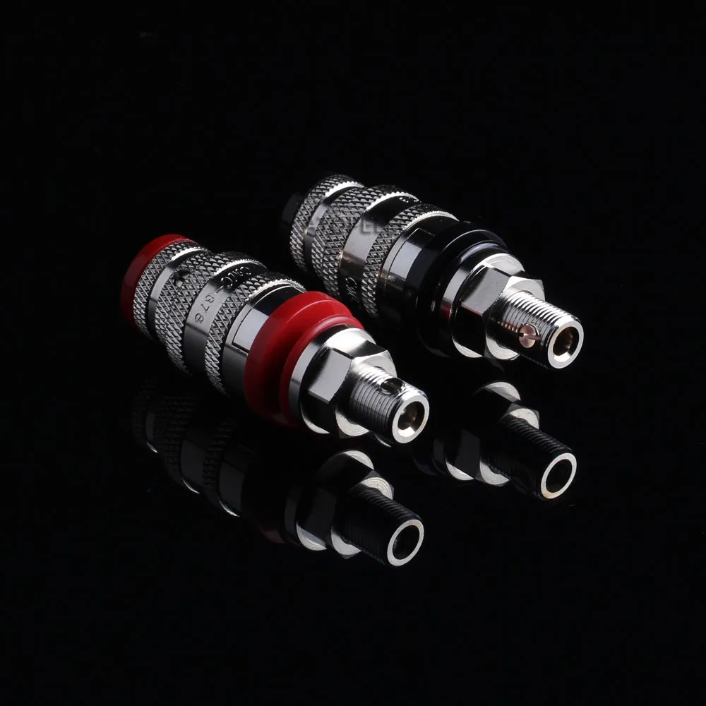 4 buah CMC-878M-R Speaker kuningan berlapis Rhodium AMP pendek Binding Post HiFi Banana Jack Socket Panel Chassis Mount Lock Fix