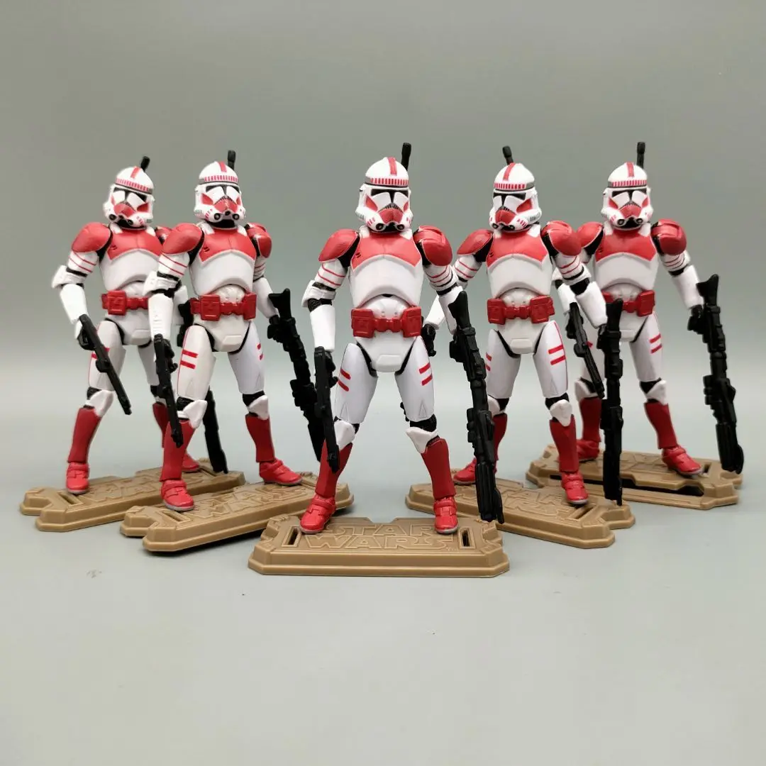 Lot of 5  Star Wars Republic Shocktrooper Red White Clone Trooper 3.75