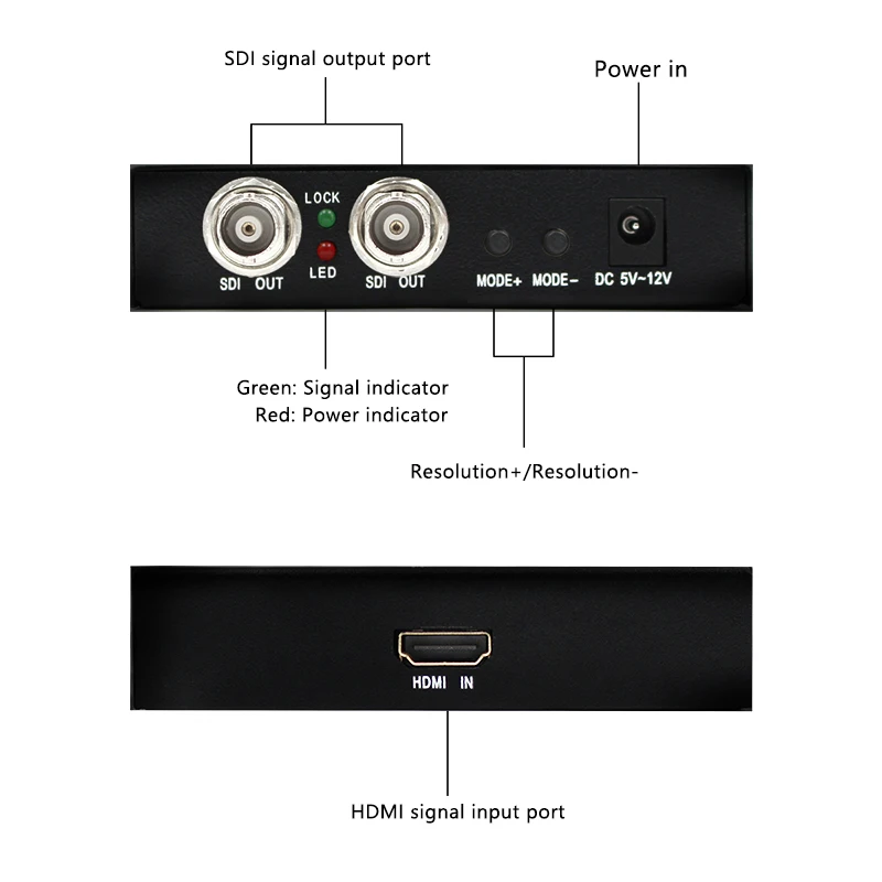 HDMI to SDI Scaler Converter Adjust resolution Full HD 1080P50/60Hz 3G/SD/HD HDMI to Dual SDI Audio Video Adapter for Camera TV