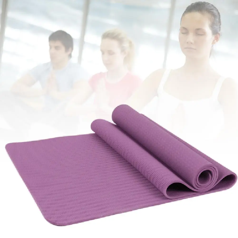 Solid Color Home Gym Fitness Exercise Workout Anti-slip TPE Yoga Mat Carpet