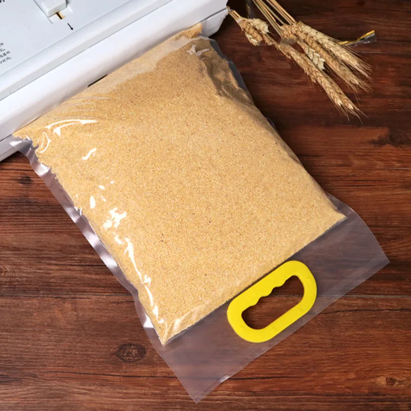 10pcs 5kg 10kg rice vacuum packaging bags grain soybean food large transparent plastic bags with handle thickness 30 wire