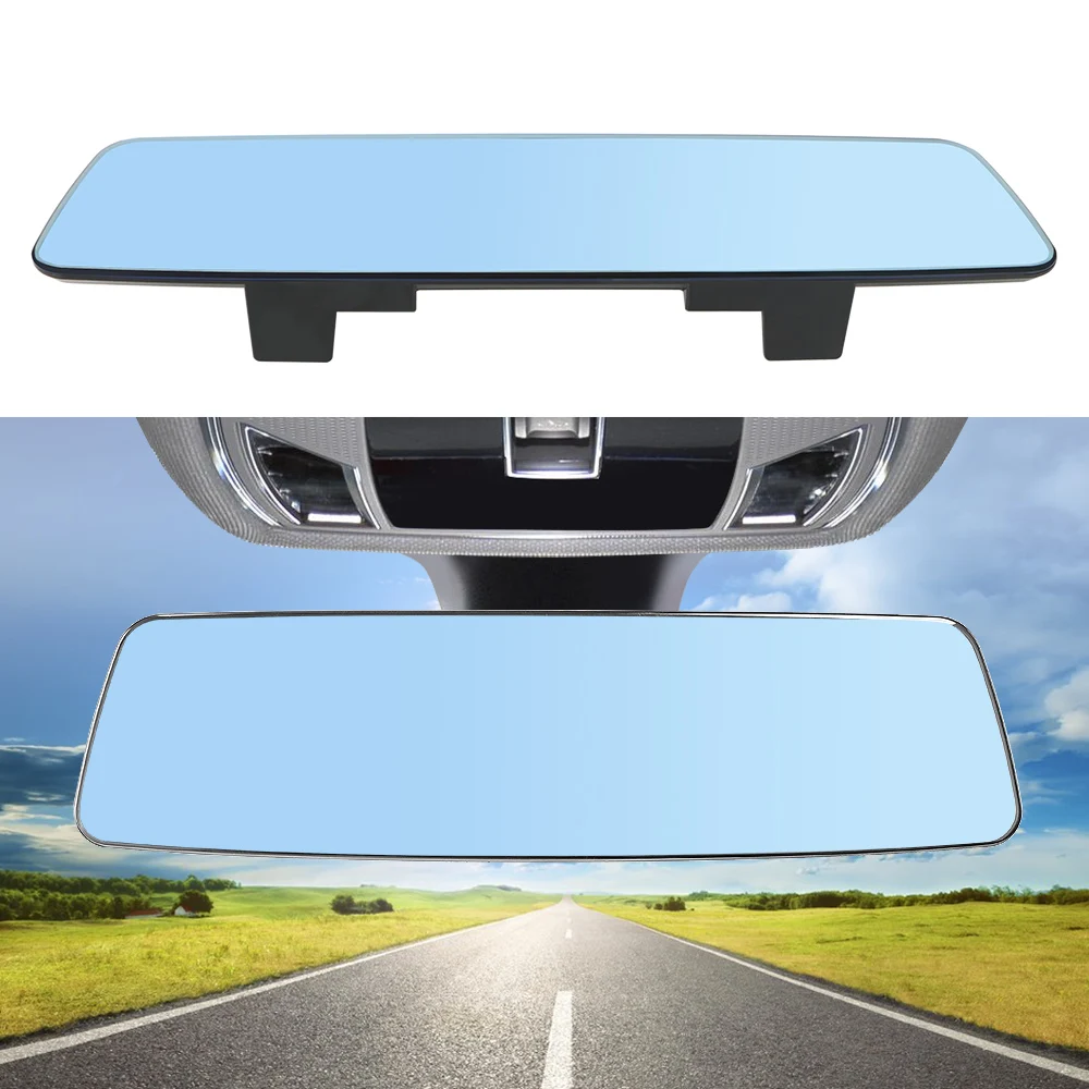 2.5D Full Creen HD Glass Car Interior Rear View Mirror 3000R Micro Curvature Lens Anti-glare Wide-angle Blue Frameless Mirror