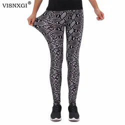 VISNXGI Snake Print Leggings Frauen Fitness Hosen Sport Hohe Taille Workout Push-Up Hosen Ankle-Länge Schwarz Rot Plaid boden