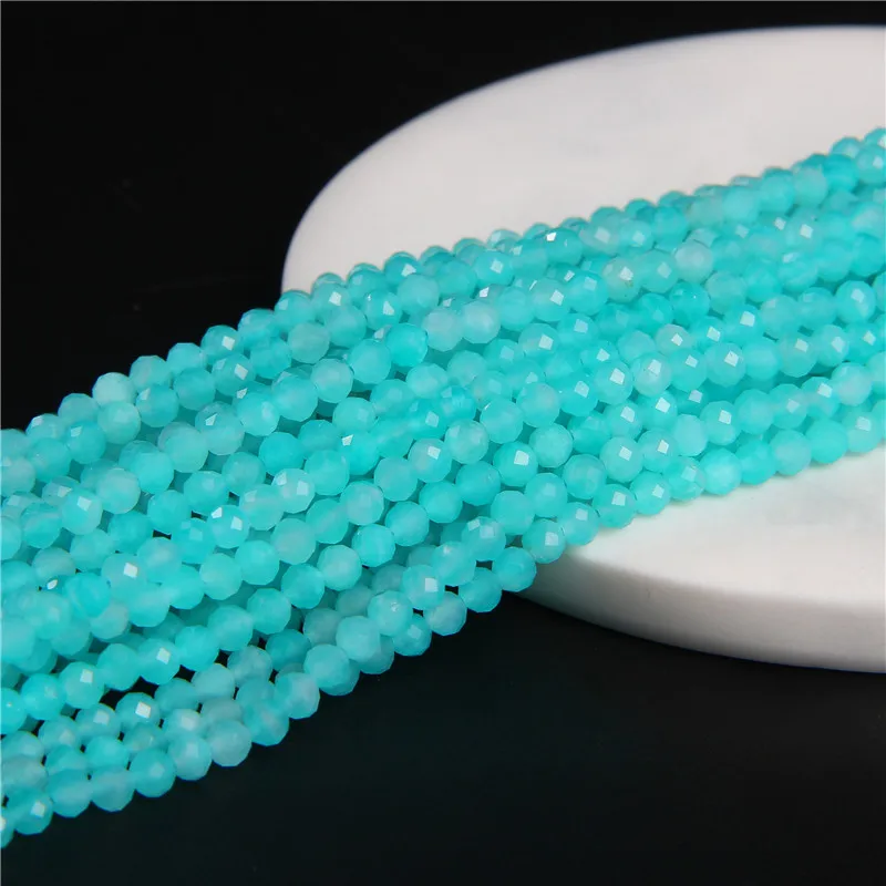 2mm 3mm 4mm facettierte Naturstein quarze Kristall perlen runde Zirkon Aquamarin Perle für DIY Schmuck herstellung liefert 15 \