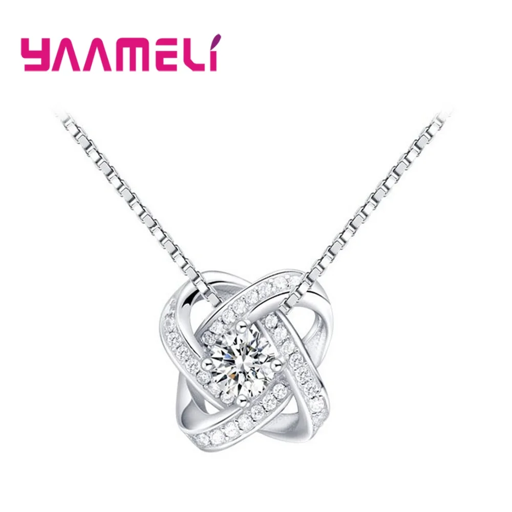 Women 925 Sterling Silver Crystal Flower Pendant Necklace Choker Chain Chic Korean Stylish Women Fashion Jewelry Dropshipping