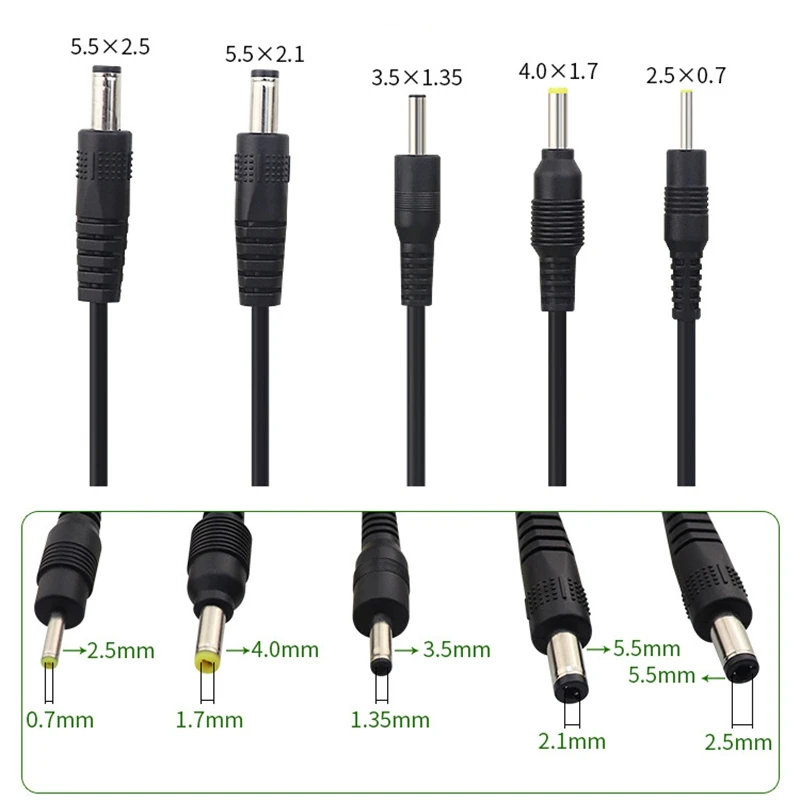 

1pcs USB Port to 2.0*0.6mm 2.5*0.7mm 3.5*1.35mm 4.0*1.7mm 5.5*2.1mm 2.5m 5V 2A DC Barrel Jack Power Cable Connector 0.25m 1m 2m