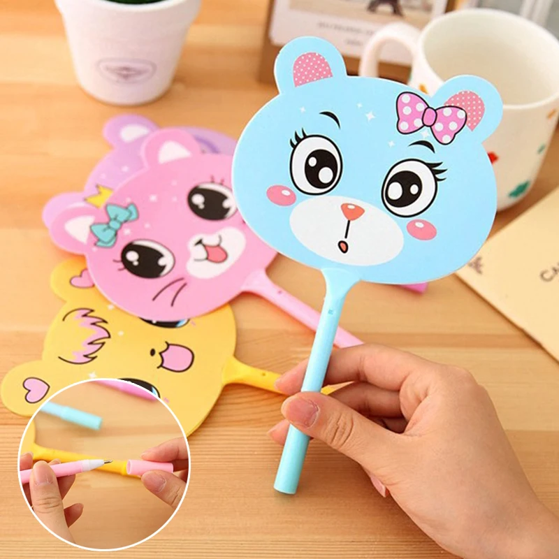 10pcs / pack Cute Cartoon Fan Ball Pens Office School Supply Funny Pens Stationery Birthday Gift boligrafo Шариковые ручки