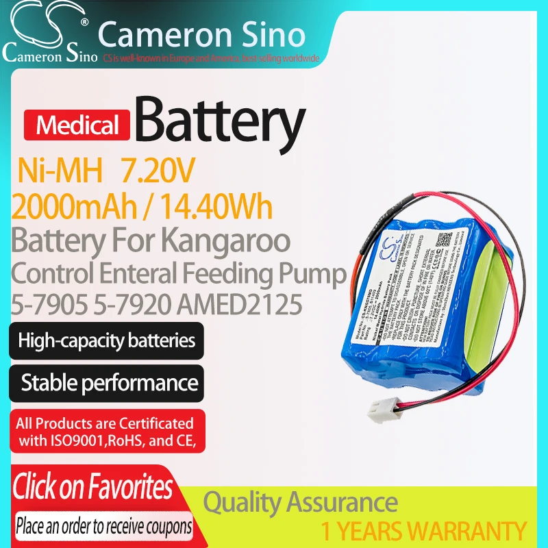 CameronSino Battery for Kangaroo Control Enteral Feeding Pump fits Kangaroo 5-7905 Medical Replacement battery 2000mAh/14.40Wh