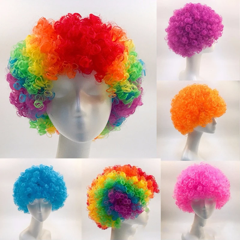 9Colors Halloween Party Cosplay Accessories Wig Joker Colorful Afro Soccer Fans Adult Kids Fashion Funny Clown Holiday Carnival