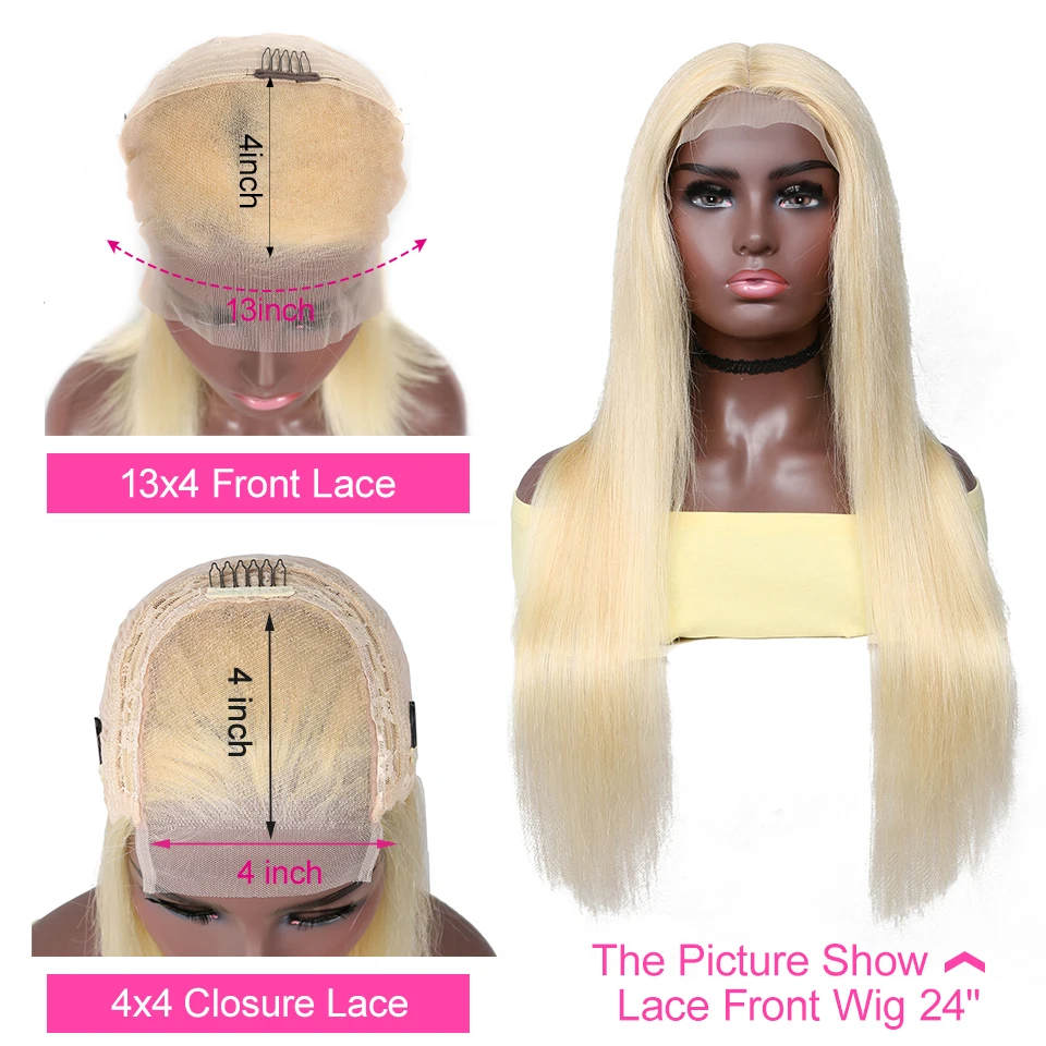 Yyong 613 Blonde 4x4 13x4 Lace Front Human Hair Wigs Pre Plucked With Baby Hair Straight Remy Lace Closure Human Hair Wig 30inch