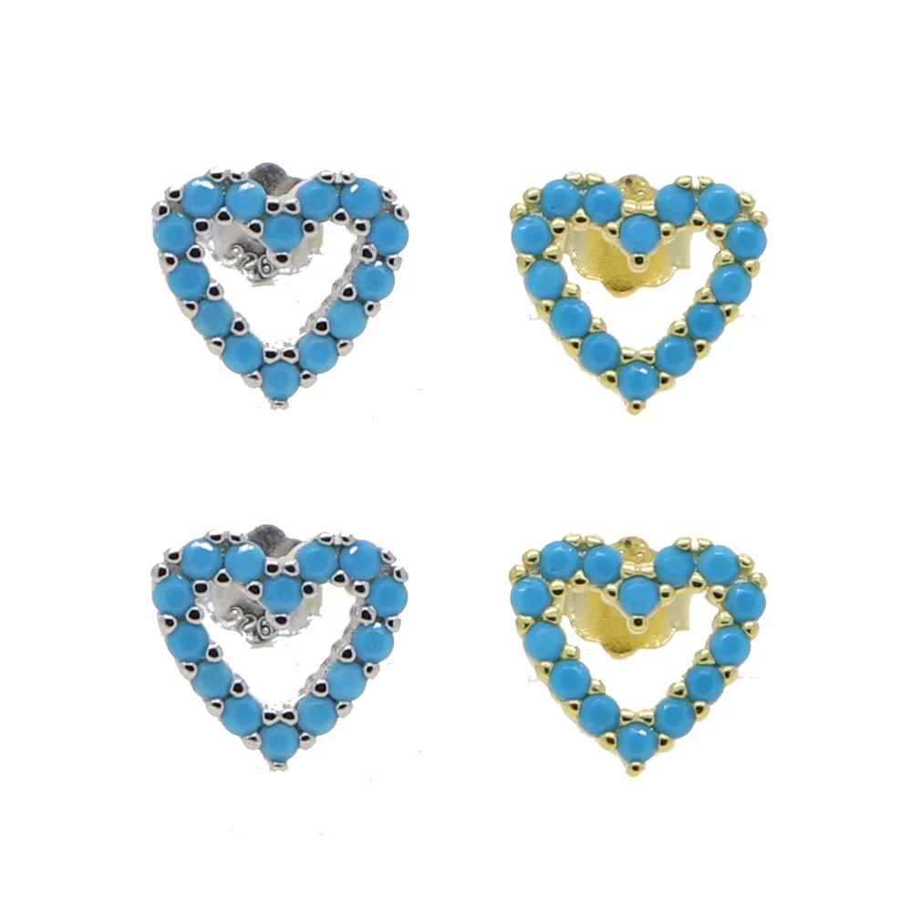 Pendiente de tuerca en forma de corazón, joyería delicada minimalista, piedra turquesa pavimentada, pequeño, regalo del Día de San Valentín para amante y novia