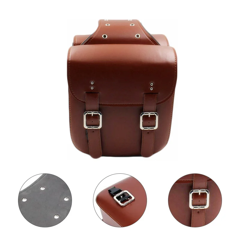 Retro PU Leather Motorcycle Saddlebag Saddle Bags Pouch Storage Case Side Luggage Tank Suitcase Motorbike Accessories