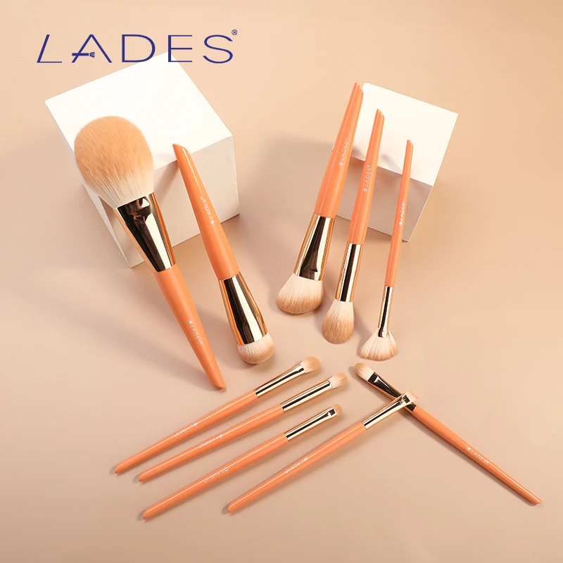 LADES 10PCS Makeup Brushes Set Foundation Powder Eyeshadow Fan Highlighter Make Up Brush Kits Women Beauty Tools