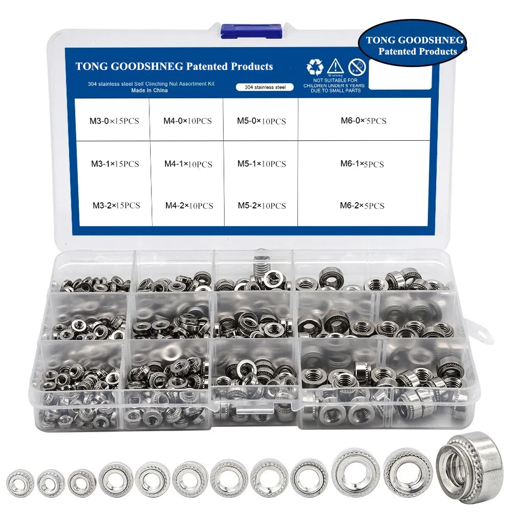 304 Stainless Steel Steel Self Clinching Nut CLS  M3 M4 M5 M6 Swage Nut Press-Fit Nut Assortment Kit Plug Nut,Home Hardware