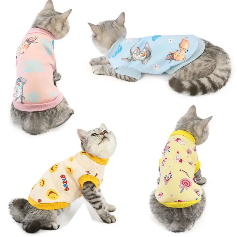 

Pet Cat Clothes Autumn And Winter New Sweater Pet British Short Blue Cat Kitten Cute Printing Warm Cotton Coat Cute Clothing