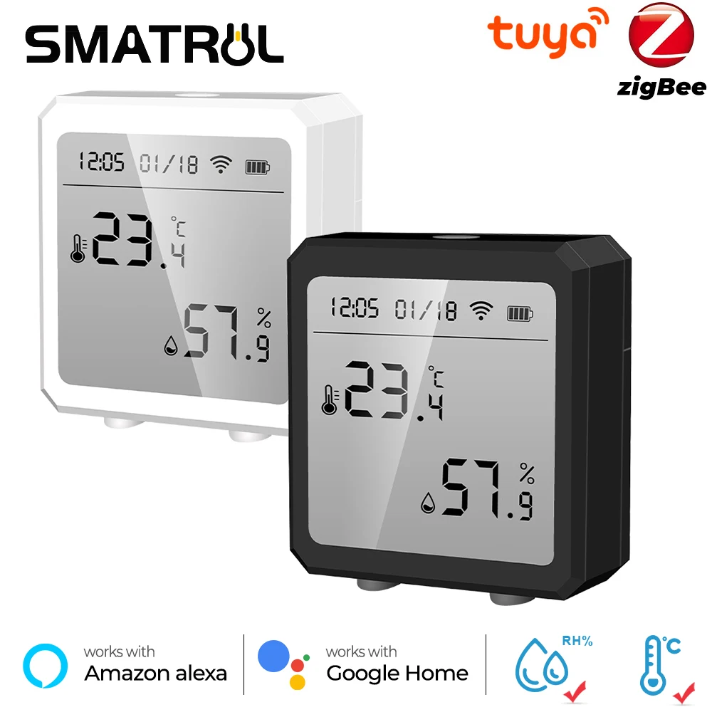 Tuya zigbee gateway hub ponte sem fio casa inteligente com temperatura e umidade interior higrômetro termômetro display lcd