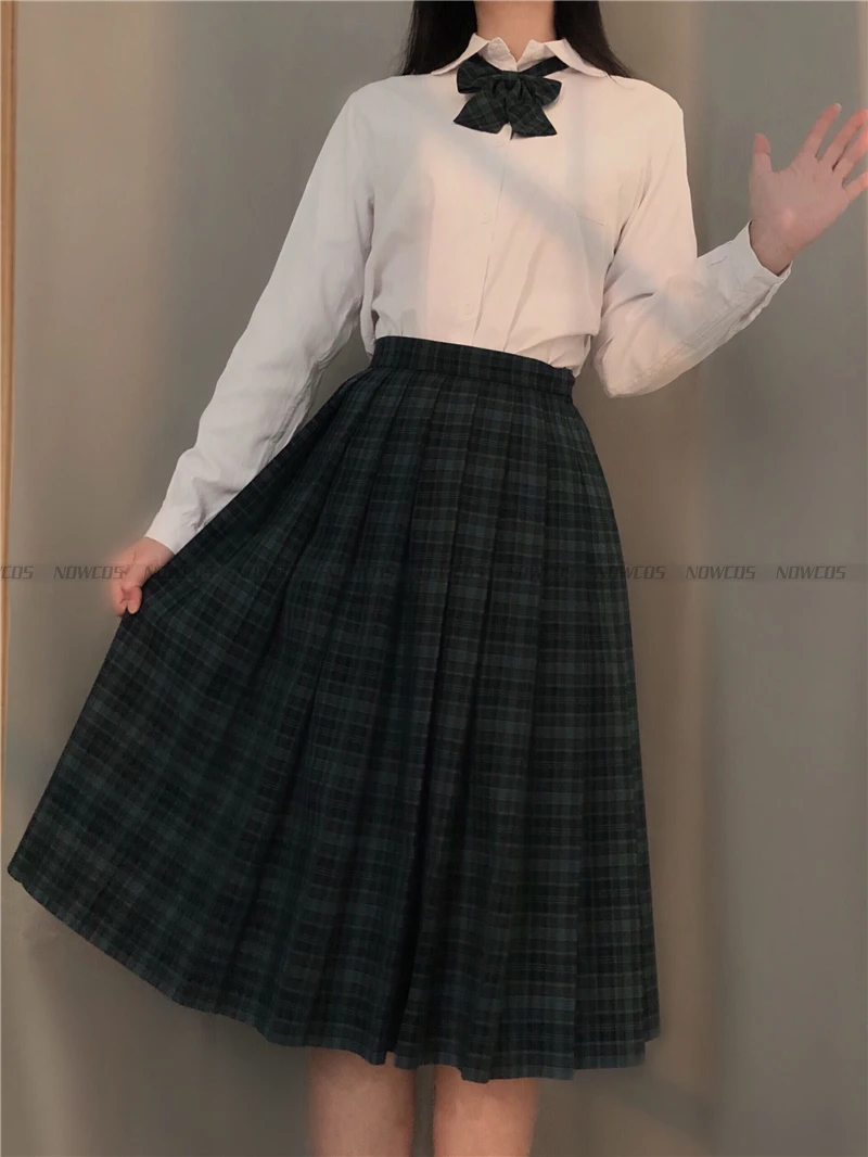 [Sandwich seaweed] Student JK Uniform Long Plaid Skirt Genuine Premium Grade Preppy Style Skirt Full set Autumn Winter Suits