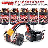 NEW Motor Surpass Hobby 550 3-Solt 12T 14T 20T 25T 30T 35T Brushed Motor w/80A ESC for 1/10 1/12 RC Car