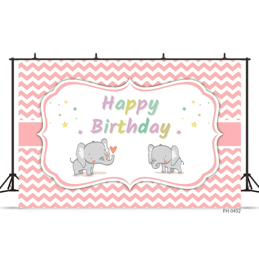 Photo Studio Custom Backdrop Elephant Red Stripe Decoration Photography Backgrounds For Newborn Baby Shower Child Birthday Party