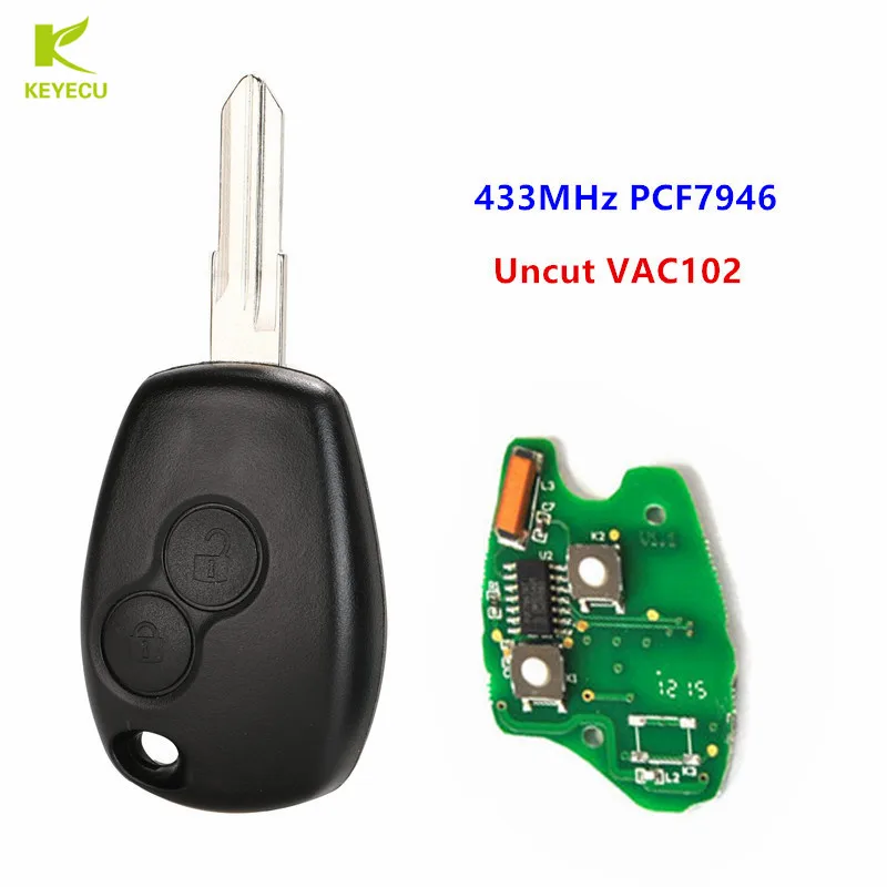 KEYECU Replacement Remote Key Fob 2 Buttons Uncut VAC102 433mhz PCF7946A For LADA Largus 2012 2013 2014 2015 2016 2017 2018 2019