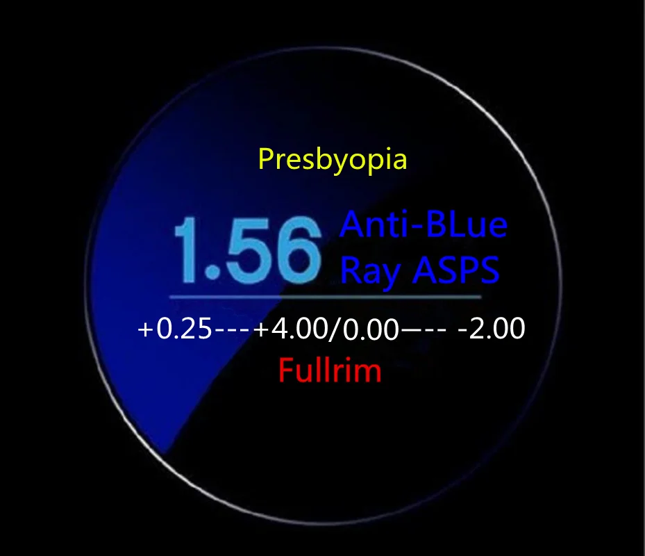 

Quality Optical Anti-Blue Ray Presbyopia Lenses UV400 for Full Types Frame Prescription 1.56 1.60 1.67 1.74 Index 70MM Diameter