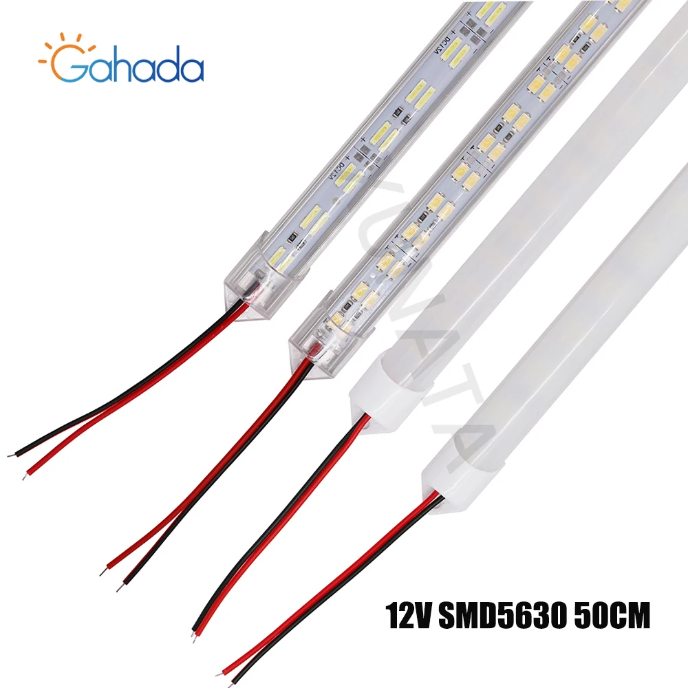 Listwa LED DC12V SMD5630 50cm 72 diody LED listwa pasek twardy zimny biały LED Aluminium sztywny pasek z wodoodporna pokrywa