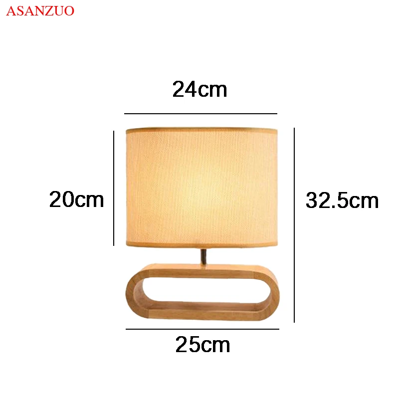 Nordic wood base table lamp cloth lampshade table lights for living room bedroom bedside desk lamp reading lights fixture E27