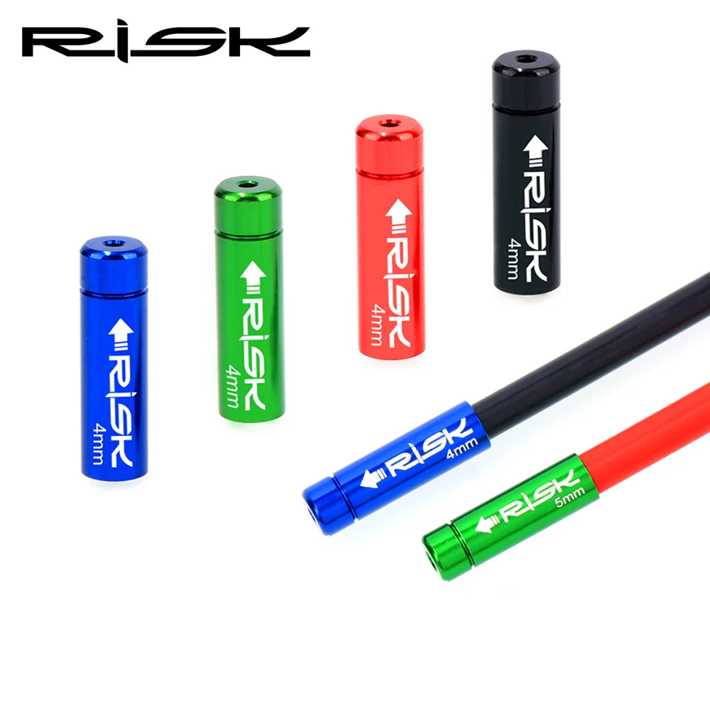 RISK 10PCS 4mm 5mm Shift/Brake Cable End Cap Aluminum Alloy Mountain Road Bike Bicycle Line Pipe Tip Cap Tube Dust Cap