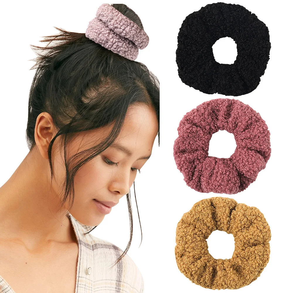 New Fashion Super soft velvet Ladies Wild lamb hair large intestine meatball head Girls Elastic Hair Bands Hair Accessories