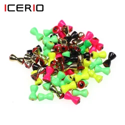 ICERIO 10PCS Solid Dumbbell Fish Eyes Fly Tying Materials Sunken Brass Dumbbell Beads