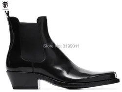 FR.LANCELOT 2020 Men iron toe Boots men Chelsea boots fashion Style Men Booties med heel men's black boots metal toe botas male