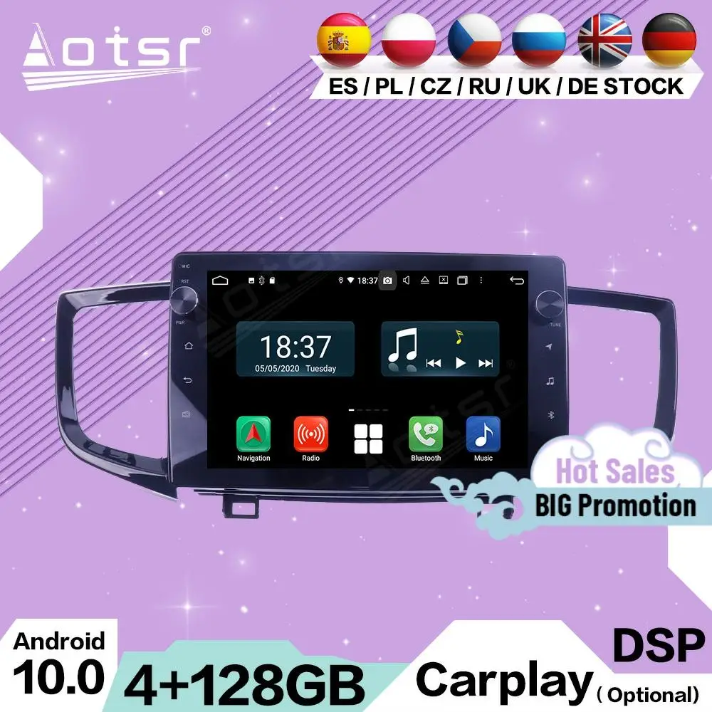 4+128G Carplay Multimedia Stereo Android 10 For Honda Pilot 2016 2017 2018 2019 2020 GPS Navigation Car Radio Receiver Head Unit