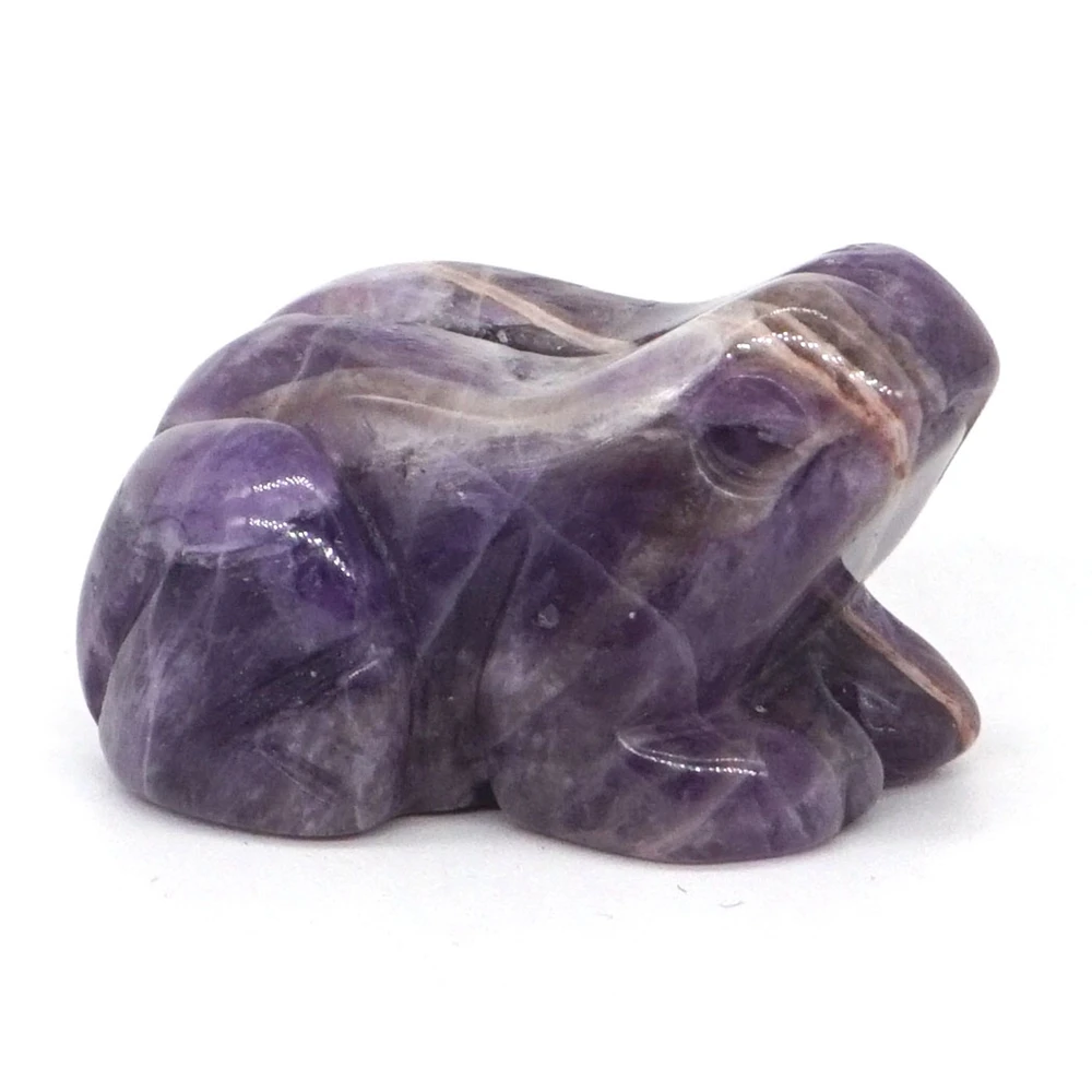 Frog Figurine Natural Gemstone Crystals Healing Reiki Quartz Carved Stone Crafts Room Decoration Animal Statue Decor Gifts 1.5